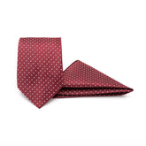 SCARLET POLKA TIE AND POCKET SQUARE SET